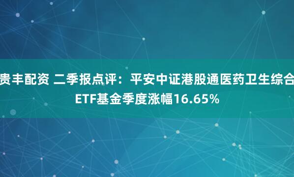 贵丰配资 二季报点评：平安中证港股通医药卫生综合ETF基金季度涨幅16.65%